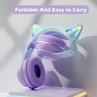 Wireless Light up Cute Cat Ear Headphones by The Kawaii Shoppu | The Kawaii Shoppu