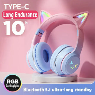 Wireless Light up Cute Cat Ear Headphones by The Kawaii Shoppu | The Kawaii Shoppu