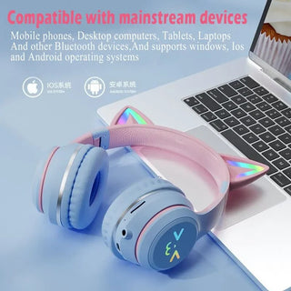 Wireless Light up Cute Cat Ear Headphones by The Kawaii Shoppu | The Kawaii Shoppu