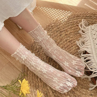 Women’s Transparent Floral Lace Socks