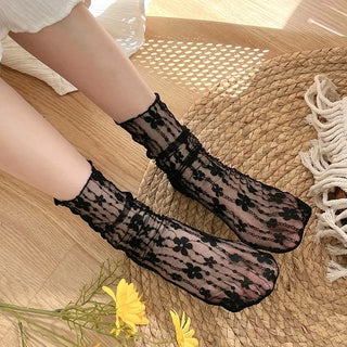 Women’s Transparent Floral Lace Socks