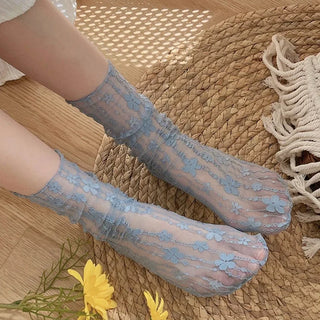 Women’s Transparent Floral Lace Socks