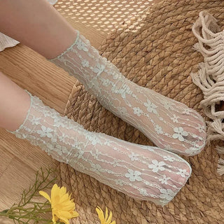 Women’s Transparent Floral Lace Socks