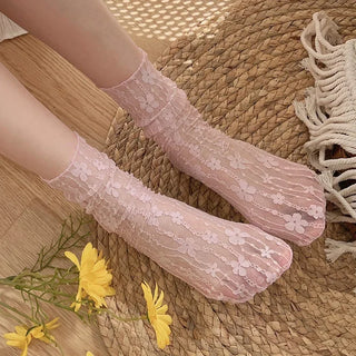 Women’s Transparent Floral Lace Socks