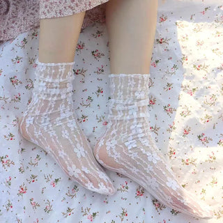 Women’s Transparent Floral Lace Socks