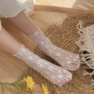Women’s Transparent Floral Lace Socks