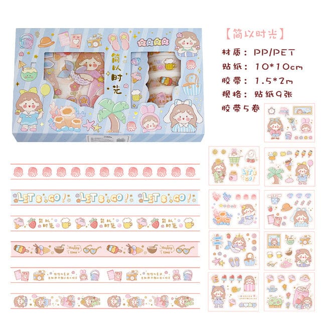 14 pcs/set Sweet Girly Life Washi Tape Stickers Set 03 Stationery The Kawaii Shoppu