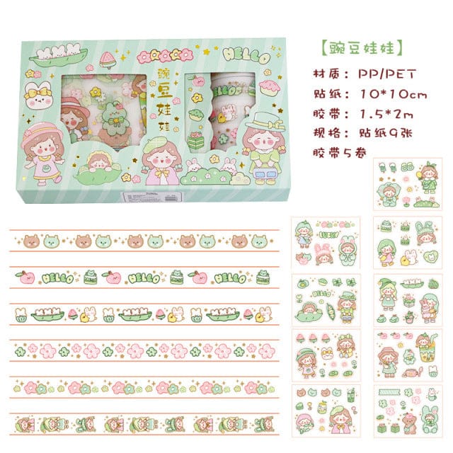 14 pcs/set Sweet Girly Life Washi Tape Stickers Set 04 Stationery The Kawaii Shoppu