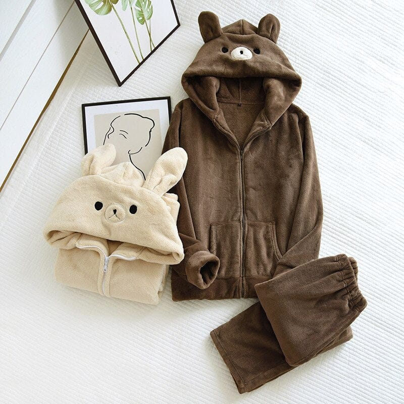 Bear Bunny Soft Flannel Pyjamas Clothing and Accessories The Kawaii Shoppu