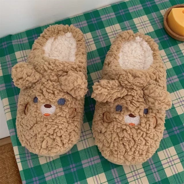 Cute Fluffy Kawaii Slippers brown bear EU 39-40 Shoes The Kawaii Shoppu