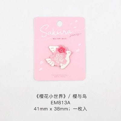 Cute Sakura Flower Embroidery iron on Patches Bird Fashion The Kawaii Shoppu
