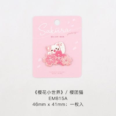 Cute Sakura Flower Embroidery iron on Patches Cat Fashion The Kawaii Shoppu
