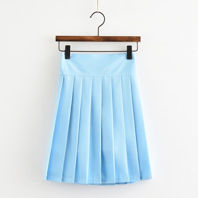 Japanese Harajuku Style Pleated Skirt water blue S Fashion The Kawaii Shoppu