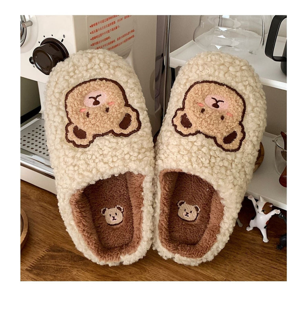 Kawaii Bear Fluffy Cute Slippers Shoes The Kawaii Shoppu
