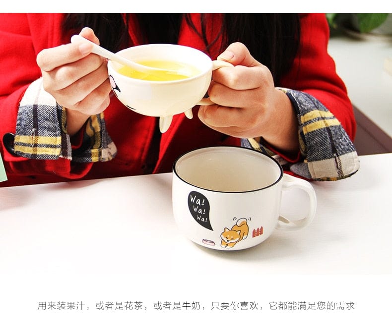 Kawaii Ceramic Pet Mug with Cover and Spoon 350ml null The Kawaii Shoppu