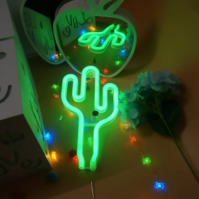 LED Neon Sign Lights Green Cactus null The Kawaii Shoppu