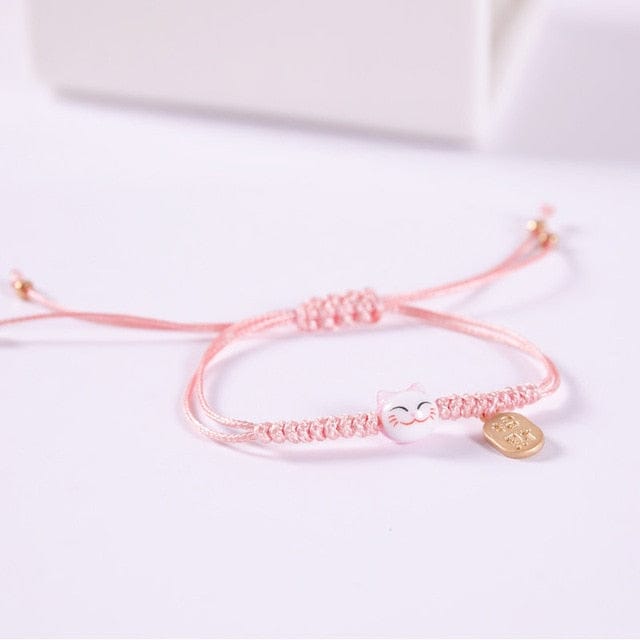Lucky Cat Kawaii Bracelet pink Accessory The Kawaii Shoppu