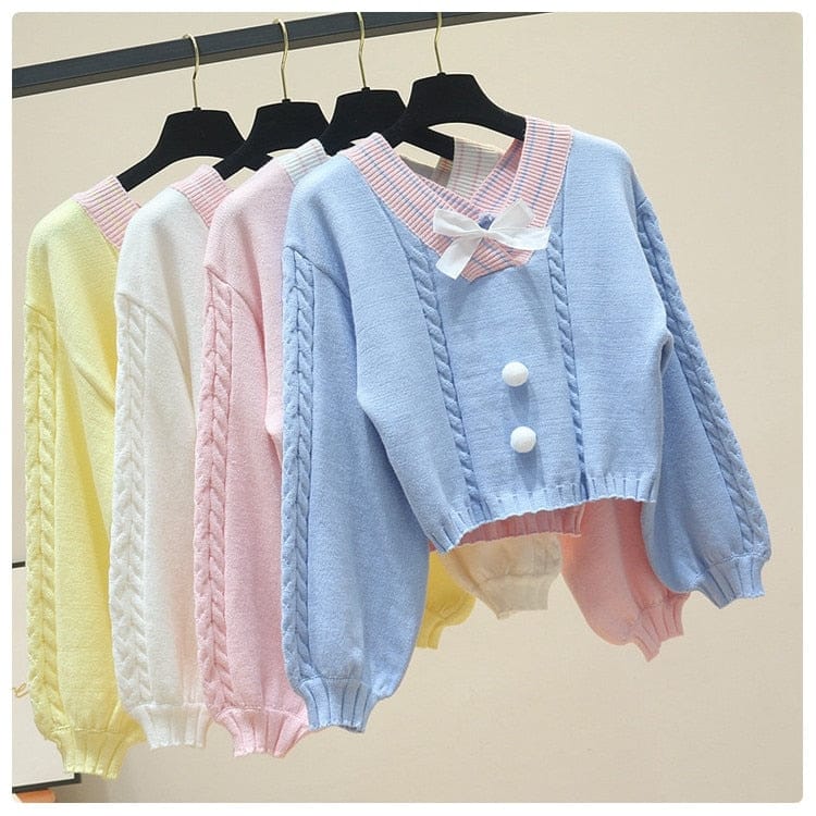 Lucy Lou Knit Crop Sweater One Size Fashion The Kawaii Shoppu