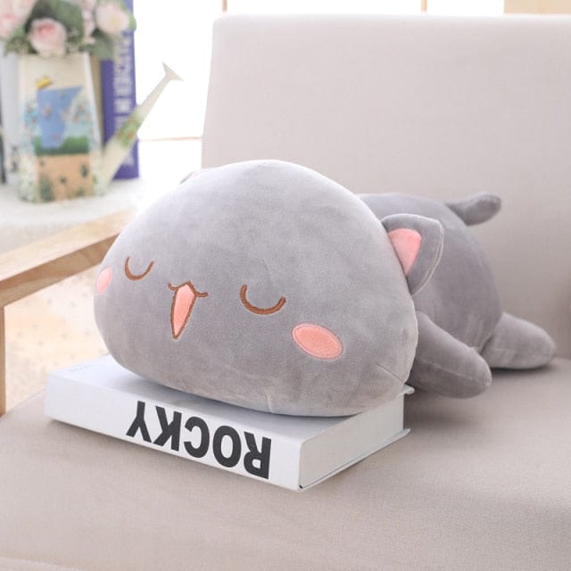 Mochi Cat Kawaii Plushie 50cm grey sleepy eyes Soft Toy The Kawaii Shoppu
