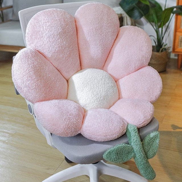 Pastel Flower Daisy Plush Chair Cushion Pillow Pink Pillow 62x65cm Home & Kitchen The Kawaii Shoppu