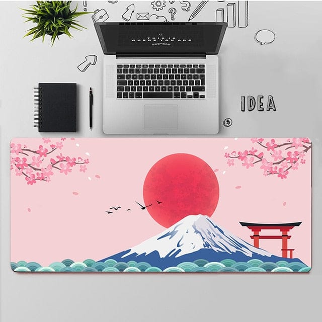 Sakura Mountain Desk Mat Sunset Desk Pad 30x60cm Decor The Kawaii Shoppu