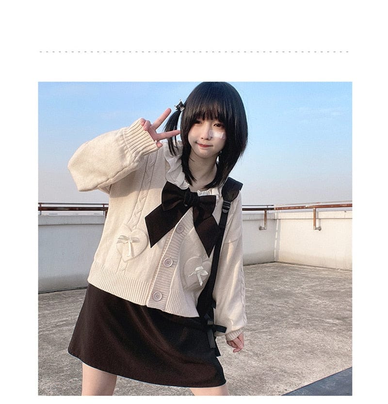 Spring Knit Cute Bow Cardigan Sweater One Size Clothing and Accessories The Kawaii Shoppu