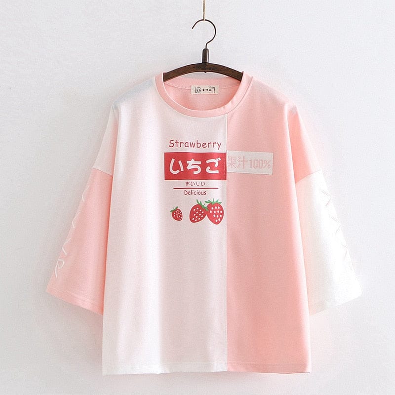 Strawberry Ribbon Kawaii Tee One Size Fashion The Kawaii Shoppu