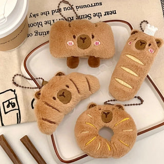 Food-themed capybara plush bag charms from The Kawaii Shoppu