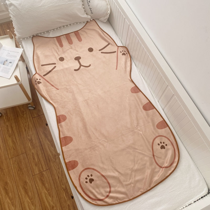 1.5M Shoppu Cute Brown Cat Flannel Blanket Brown Cat Home & Bathroom by The Kawaii Shoppu | The Kawaii Shoppu