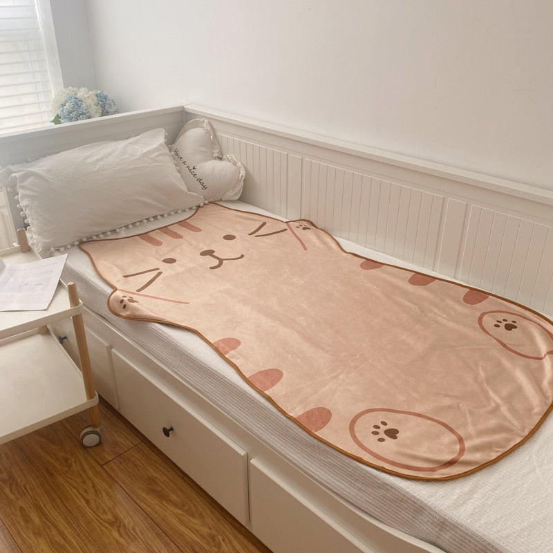 1.5M Shoppu Cute Brown Cat Flannel Blanket Home & Bathroom by The Kawaii Shoppu | The Kawaii Shoppu