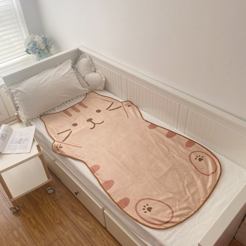 1.5M Shoppu Cute Brown Cat Flannel Blanket Home & Bathroom by The Kawaii Shoppu | The Kawaii Shoppu