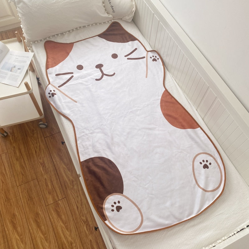 1.5M Shoppu Cute Brown Cat Flannel Blanket Home & Bathroom by The Kawaii Shoppu | The Kawaii Shoppu