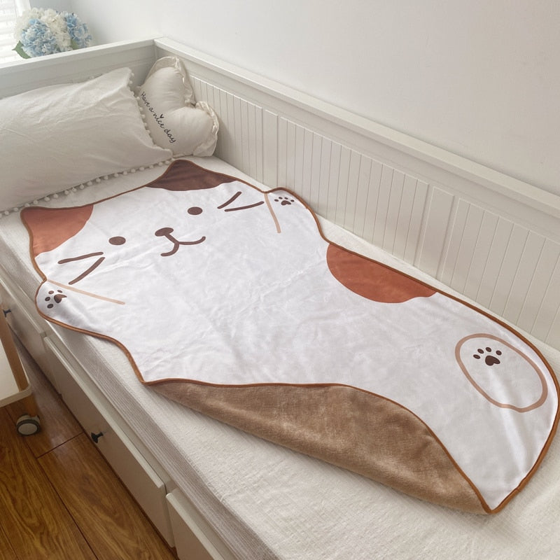 1.5M Shoppu Cute Brown Cat Flannel Blanket Home & Bathroom by The Kawaii Shoppu | The Kawaii Shoppu