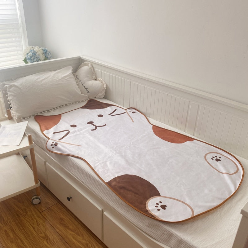 1.5M Shoppu Cute Brown Cat Flannel Blanket Home & Bathroom by The Kawaii Shoppu | The Kawaii Shoppu