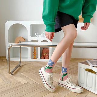 1 Pair Aesthetic Korean Ins Tulip Ankle Socks Clothing and Accessories by The Kawaii Shoppu | The Kawaii Shoppu