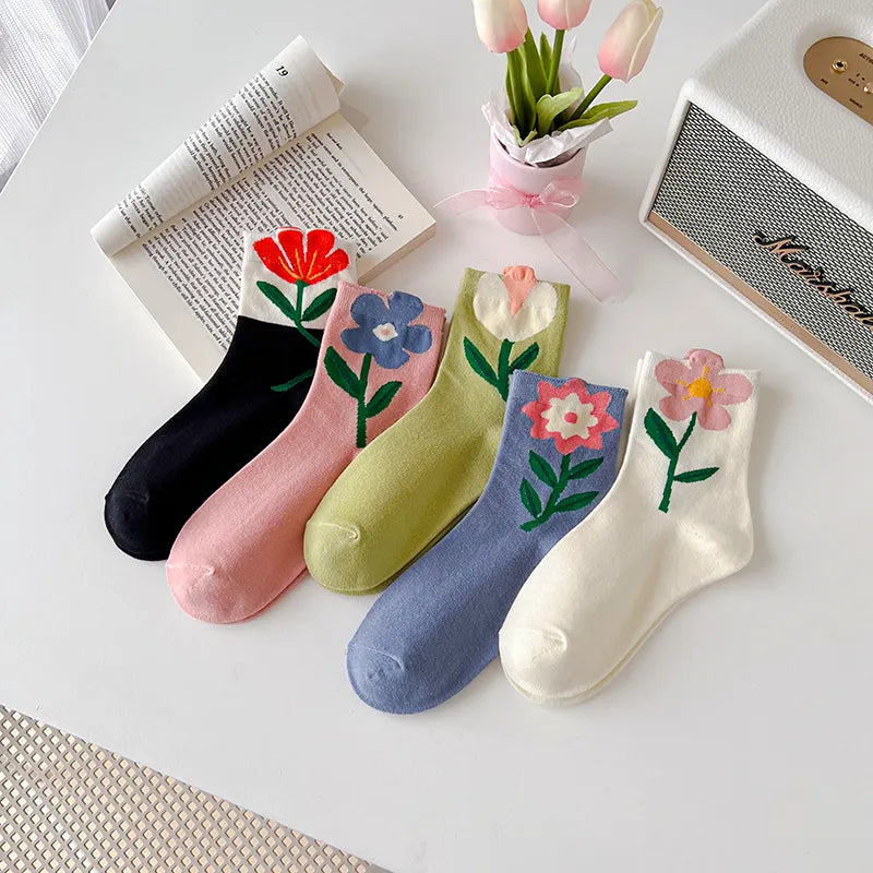 1 Pair Aesthetic Korean Ins Tulip Ankle Socks Clothing and Accessories by The Kawaii Shoppu | The Kawaii Shoppu