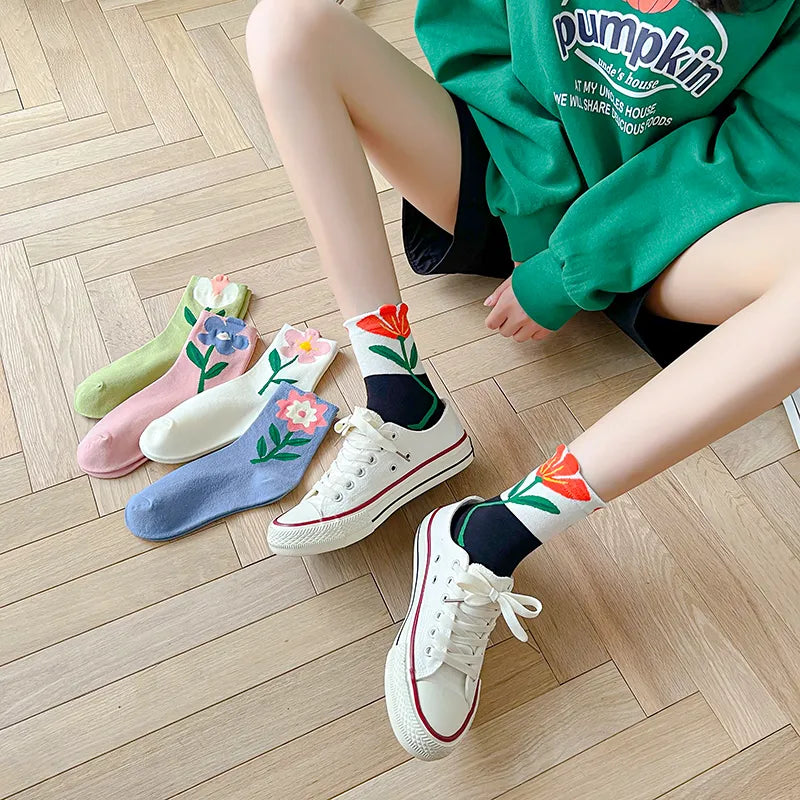 1 Pair Aesthetic Korean Ins Tulip Ankle Socks Clothing and Accessories by The Kawaii Shoppu | The Kawaii Shoppu