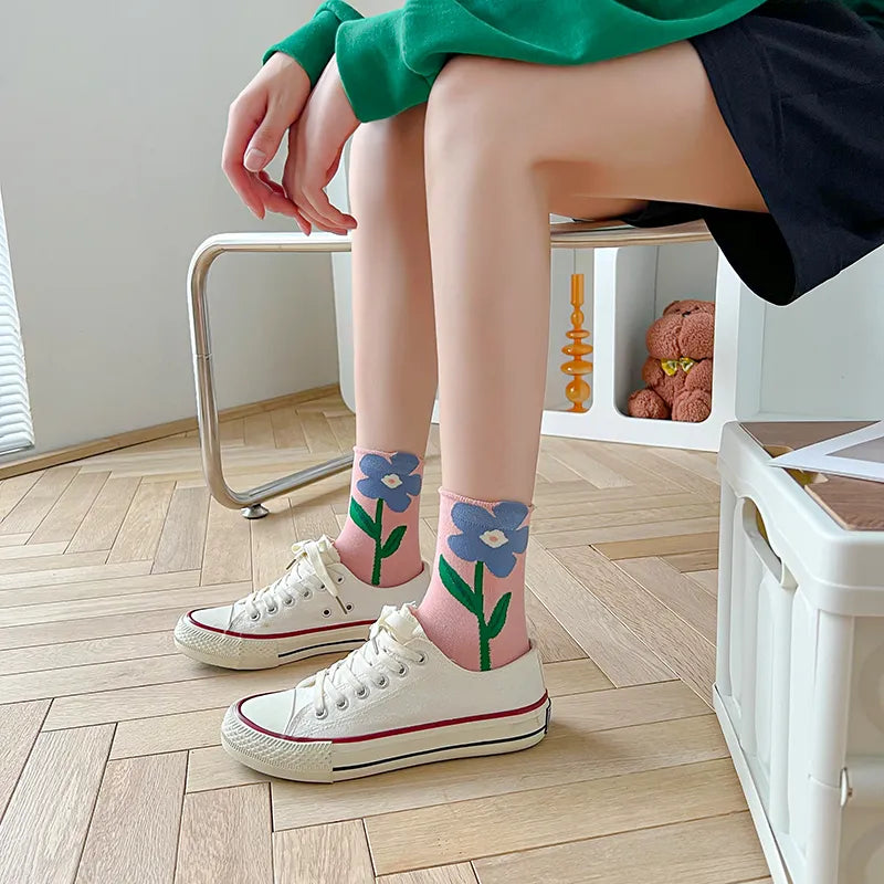 1 Pair Aesthetic Korean Ins Tulip Ankle Socks Clothing and Accessories by The Kawaii Shoppu | The Kawaii Shoppu