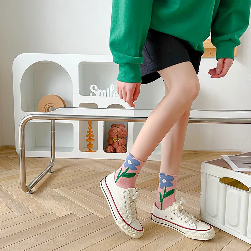 1 Pair Aesthetic Korean Ins Tulip Ankle Socks Clothing and Accessories by The Kawaii Shoppu | The Kawaii Shoppu