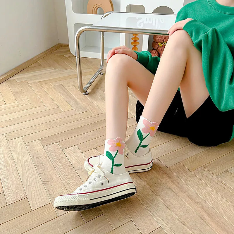 1 Pair Aesthetic Korean Ins Tulip Ankle Socks Clothing and Accessories by The Kawaii Shoppu | The Kawaii Shoppu