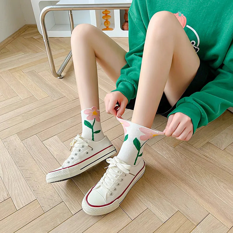 1 Pair Aesthetic Korean Ins Tulip Ankle Socks Clothing and Accessories by The Kawaii Shoppu | The Kawaii Shoppu