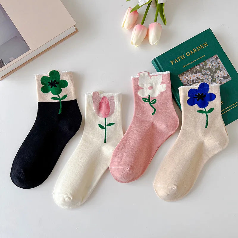 1 Pair Aesthetic Korean Ins Tulip Ankle Socks Clothing and Accessories by The Kawaii Shoppu | The Kawaii Shoppu