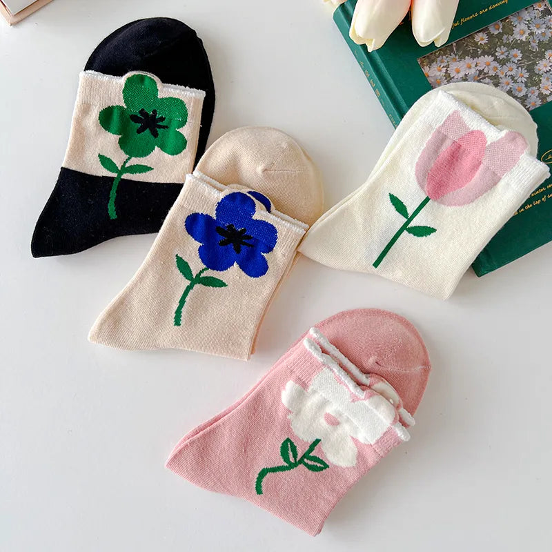 1 Pair Aesthetic Korean Ins Tulip Ankle Socks Clothing and Accessories by The Kawaii Shoppu | The Kawaii Shoppu