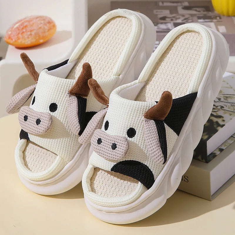 Pair Kawaii Animal Open Toe House Slipper Shoes Cow Frog Panda