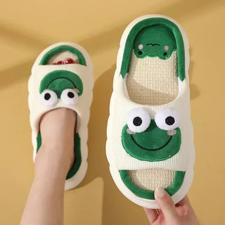 1 Pair Kawaii Animal Open Toe House Slipper Shoes - Cow / Frog / Panda