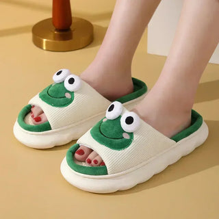 1 Pair Kawaii Animal Open Toe House Slipper Shoes - Cow / Frog / Panda