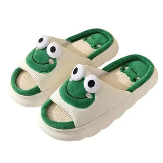 1 Pair Kawaii Animal Open Toe House Slipper Shoes - Cow / Frog / Panda