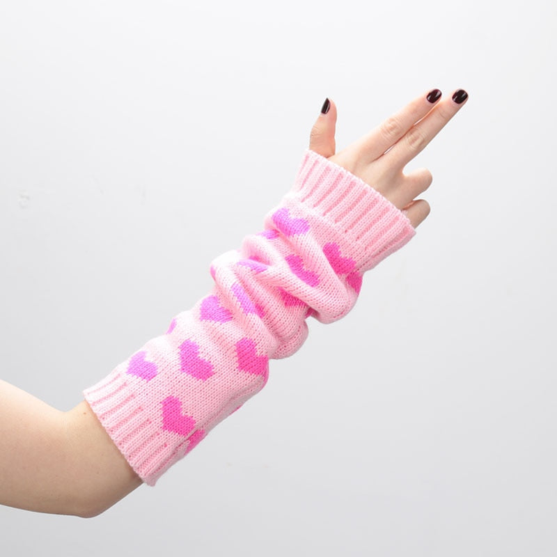 1 Pair Kawaii Heart Wrist Warmers Pink Clothing and Accessories by The Kawaii Shoppu | The Kawaii Shoppu
