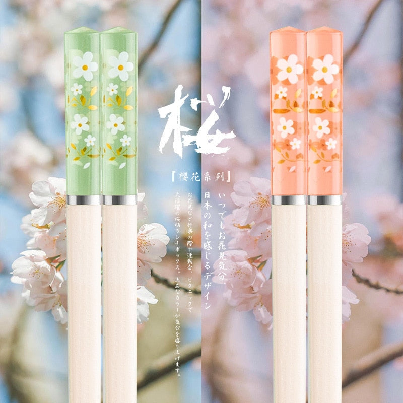 1 Pair Non-slip Japanese Sakura Chopsticks Home & Kitchen by The Kawaii Shoppu | The Kawaii Shoppu