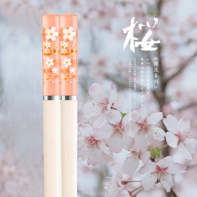 1 Pair Non-slip Japanese Sakura Chopsticks Pink Home & Kitchen by The Kawaii Shoppu | The Kawaii Shoppu